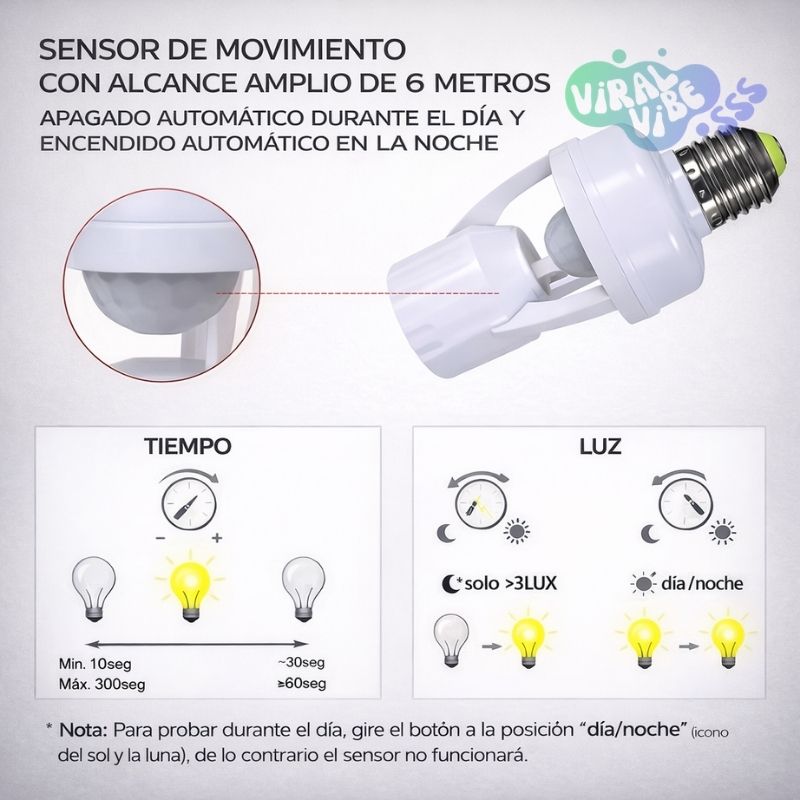 Adaptador de Bombillo Inteligente con Sensor de Encendido 360° - LuminaSense